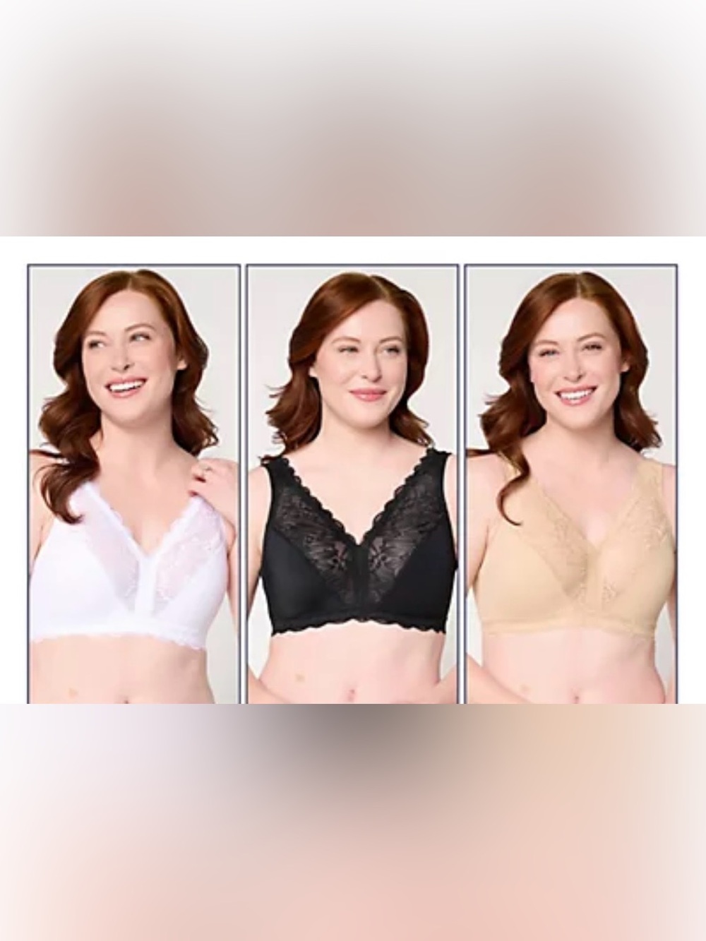 Breezies Lace Wireless Comfort Bra - White, Black & Nude 1X